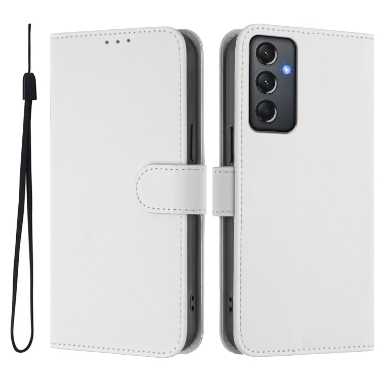 For Samsung Galaxy A24 4G Global  Skin Feel Solid Color Leather Phone Case with Lanyard