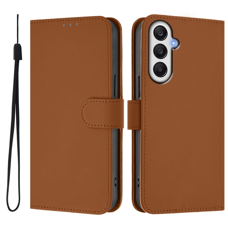 For Samsung Galaxy A25 5G Global Skin Feel Solid Color Leather Phone Case with Lanyard