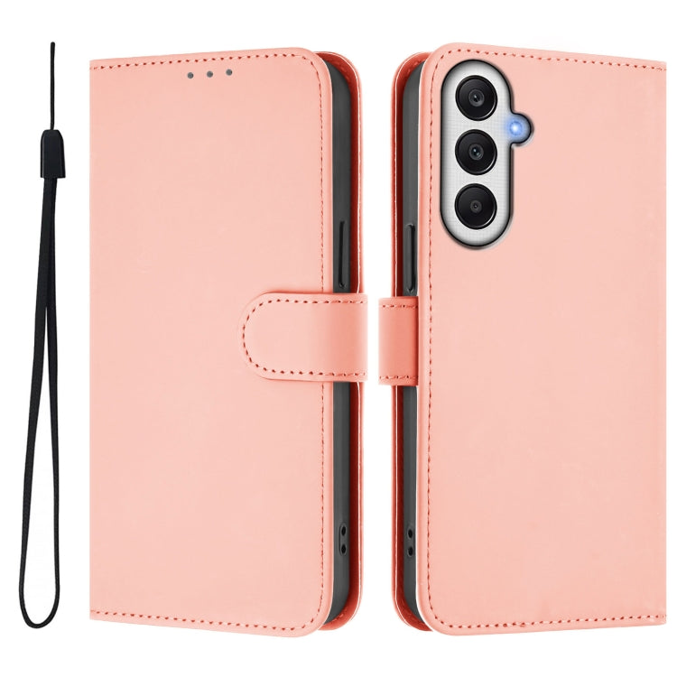 For Samsung Galaxy A25 5G Global Skin Feel Solid Color Leather Phone Case with Lanyard