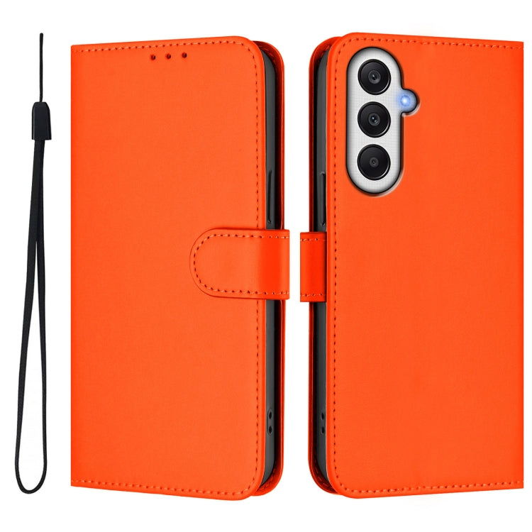 For Samsung Galaxy A25 5G Global Skin Feel Solid Color Leather Phone Case with Lanyard