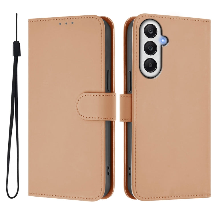 For Samsung Galaxy A25 5G Global Skin Feel Solid Color Leather Phone Case with Lanyard