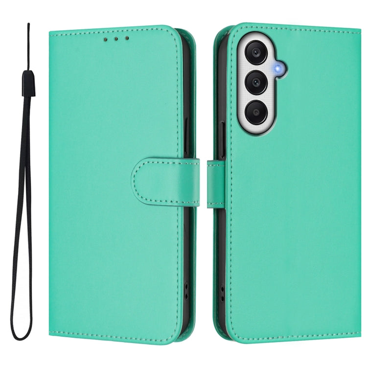 For Samsung Galaxy A25 5G Global Skin Feel Solid Color Leather Phone Case with Lanyard