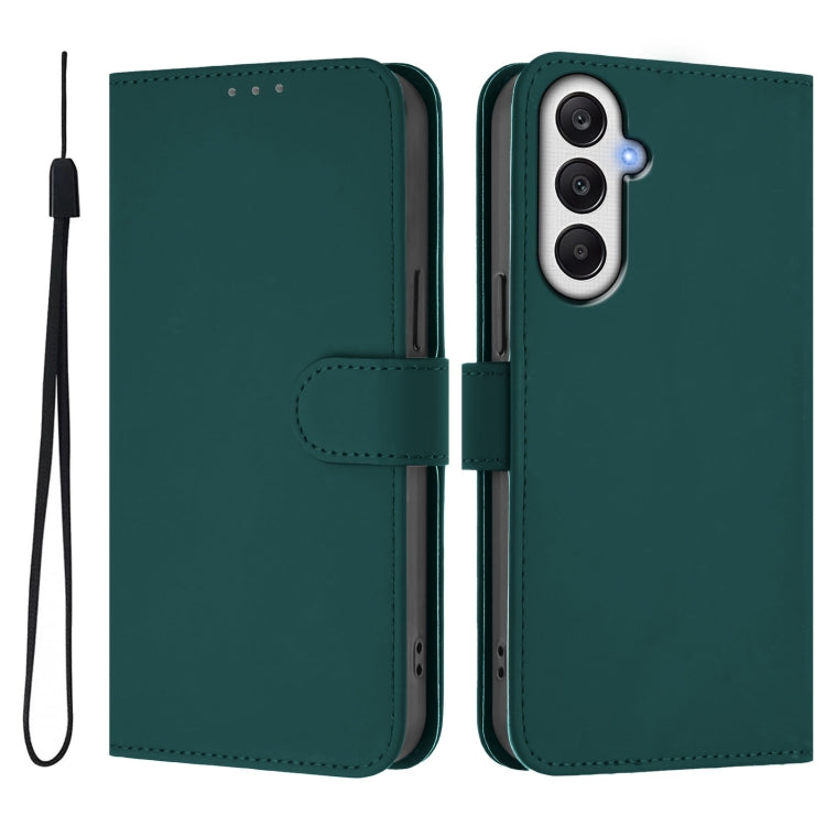 For Samsung Galaxy A25 5G Global Skin Feel Solid Color Leather Phone Case with Lanyard