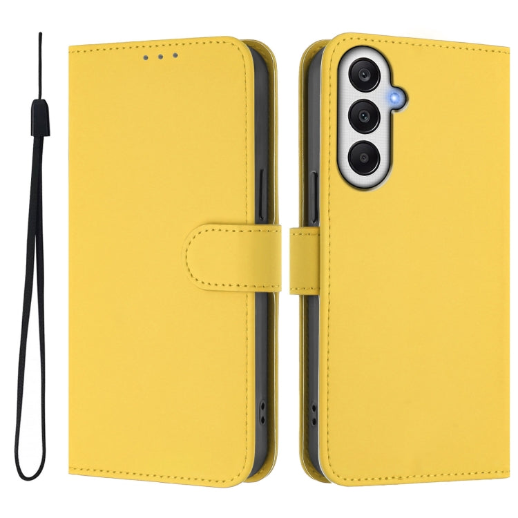 For Samsung Galaxy A25 5G Global Skin Feel Solid Color Leather Phone Case with Lanyard