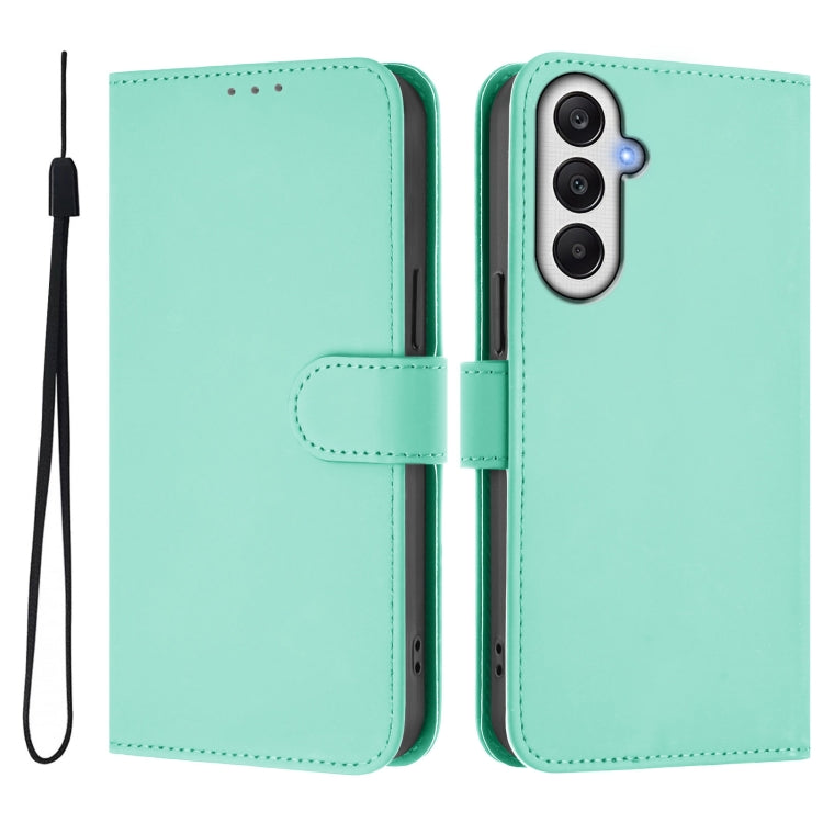 For Samsung Galaxy A25 5G Global Skin Feel Solid Color Leather Phone Case with Lanyard