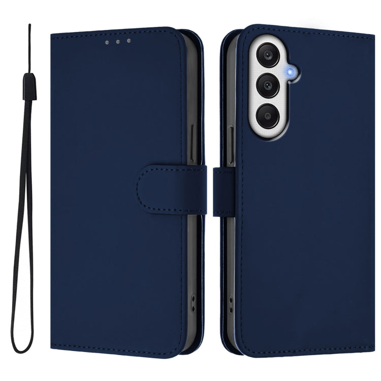 For Samsung Galaxy A25 5G Global Skin Feel Solid Color Leather Phone Case with Lanyard