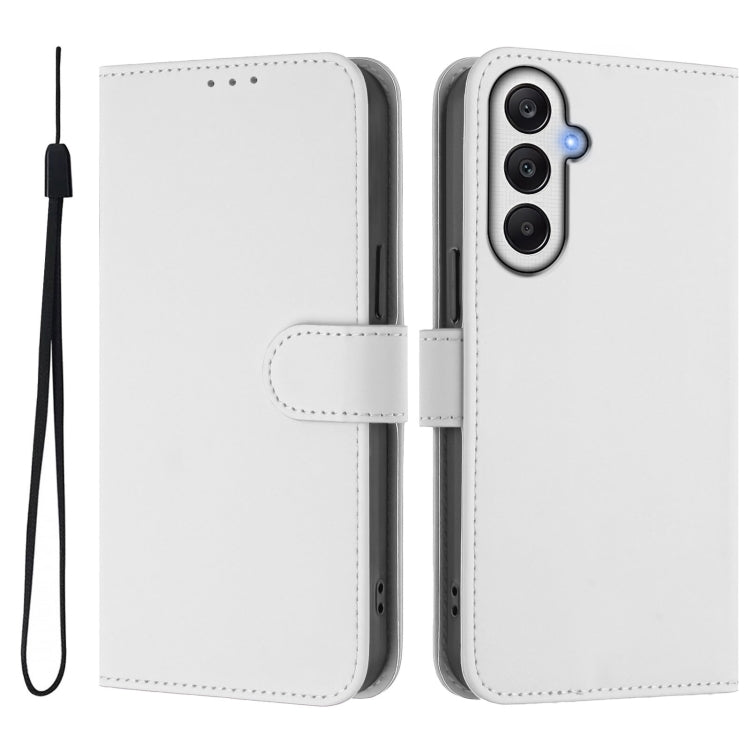 For Samsung Galaxy A25 5G Global Skin Feel Solid Color Leather Phone Case with Lanyard