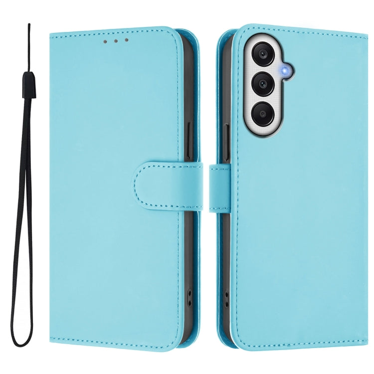 For Samsung Galaxy A25 5G Global Skin Feel Solid Color Leather Phone Case with Lanyard