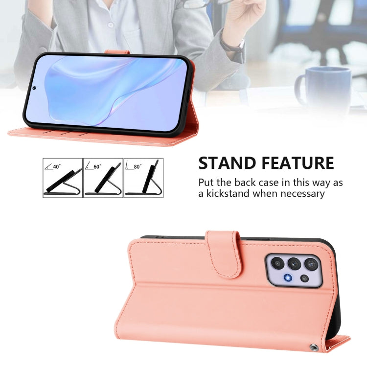 For Samsung Galaxy A32 4G Skin Feel Solid Color Leather Phone Case with Lanyard