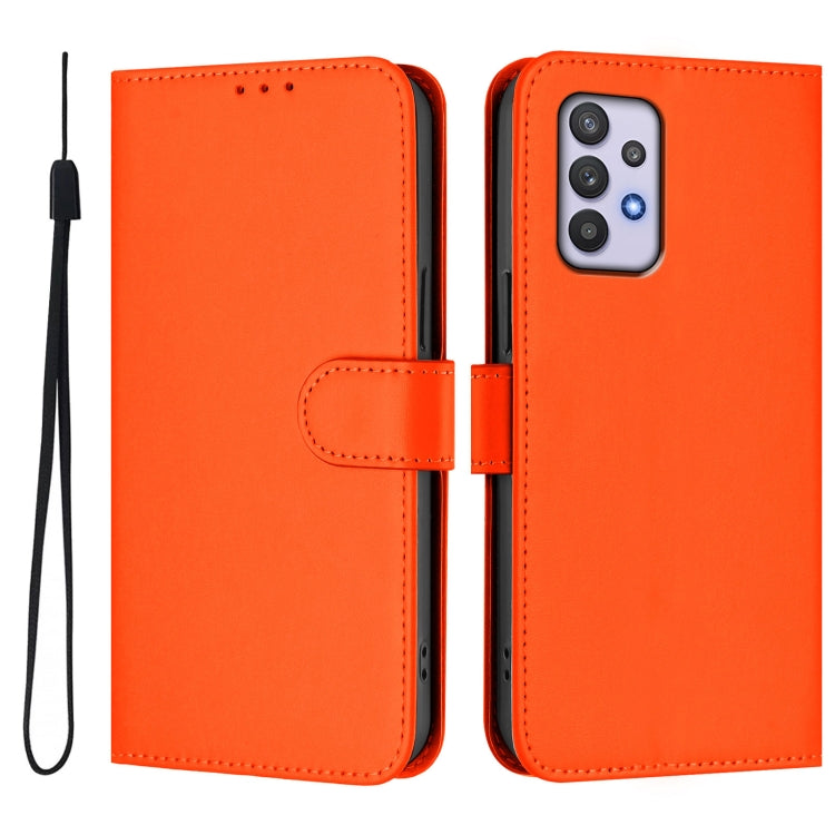 For Samsung Galaxy A32 4G Skin Feel Solid Color Leather Phone Case with Lanyard