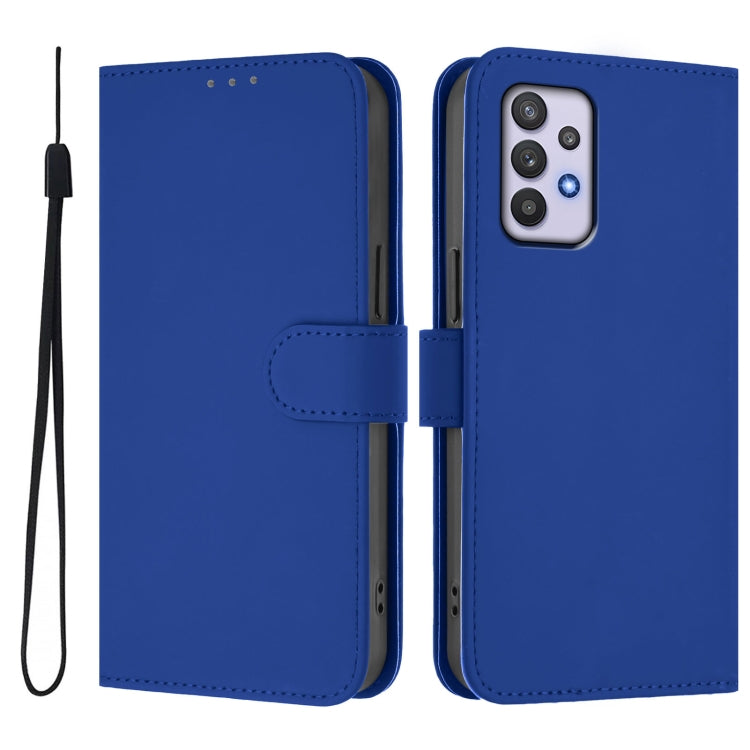For Samsung Galaxy A32 4G Skin Feel Solid Color Leather Phone Case with Lanyard
