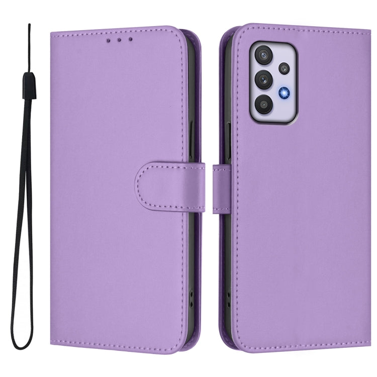 For Samsung Galaxy A32 4G Skin Feel Solid Color Leather Phone Case with Lanyard