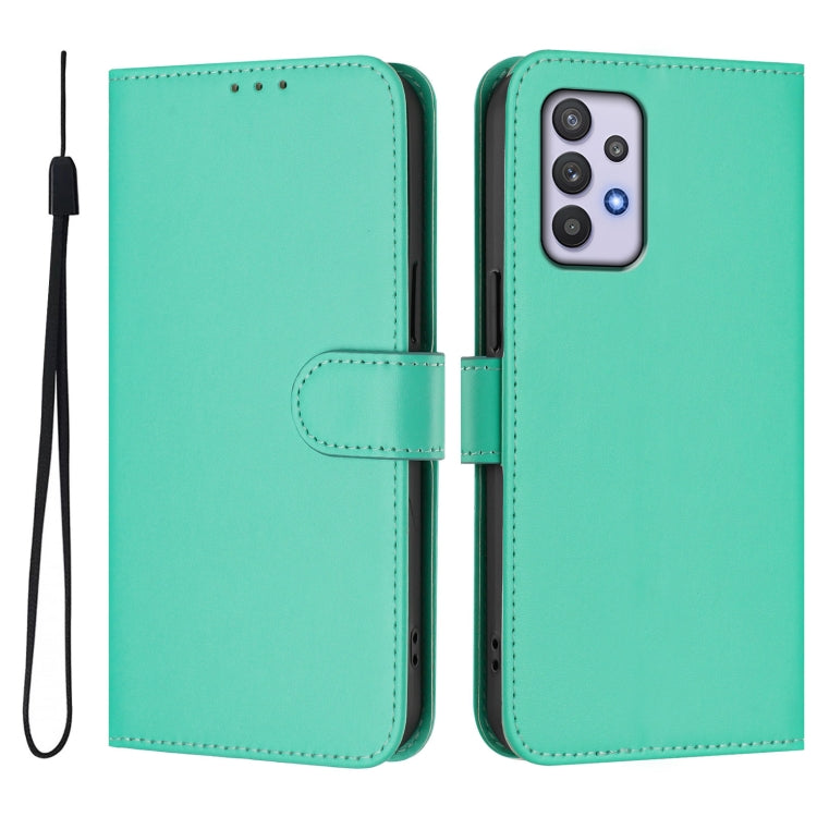 For Samsung Galaxy A32 4G Skin Feel Solid Color Leather Phone Case with Lanyard