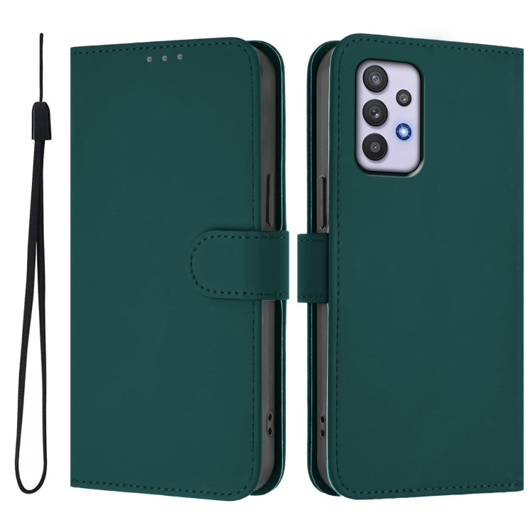 For Samsung Galaxy A32 4G Skin Feel Solid Color Leather Phone Case with Lanyard