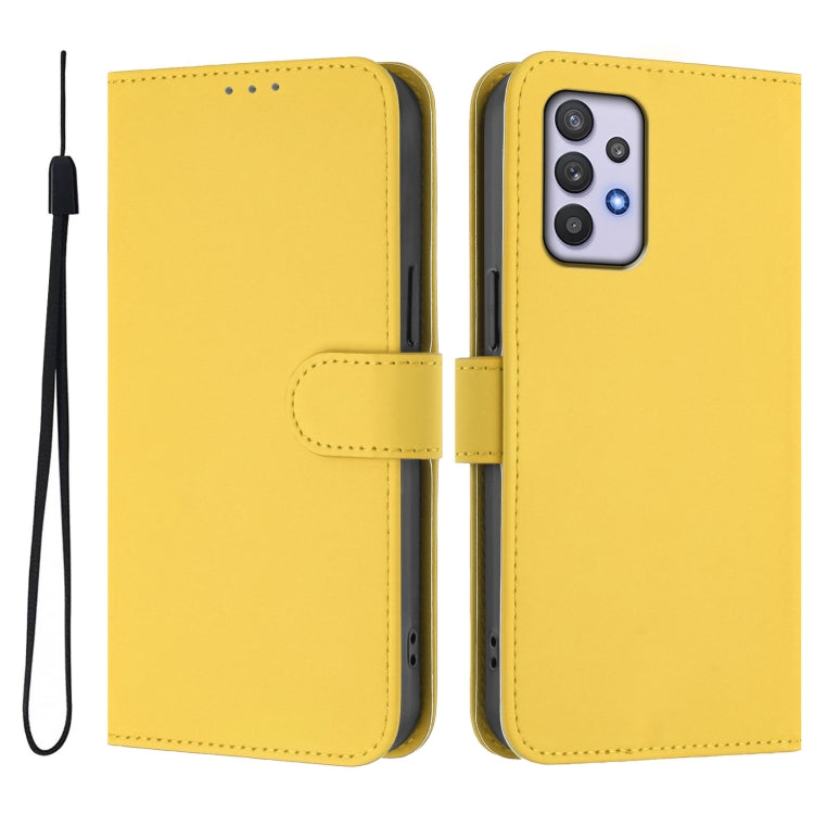 For Samsung Galaxy A32 4G Skin Feel Solid Color Leather Phone Case with Lanyard