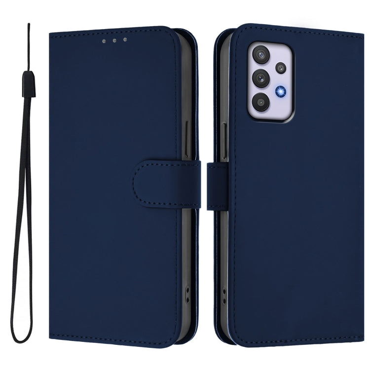 For Samsung Galaxy A32 4G Skin Feel Solid Color Leather Phone Case with Lanyard