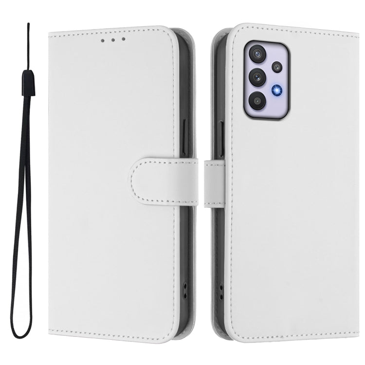 For Samsung Galaxy A32 4G Skin Feel Solid Color Leather Phone Case with Lanyard