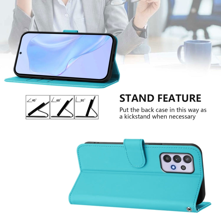For Samsung Galaxy A32 4G Skin Feel Solid Color Leather Phone Case with Lanyard