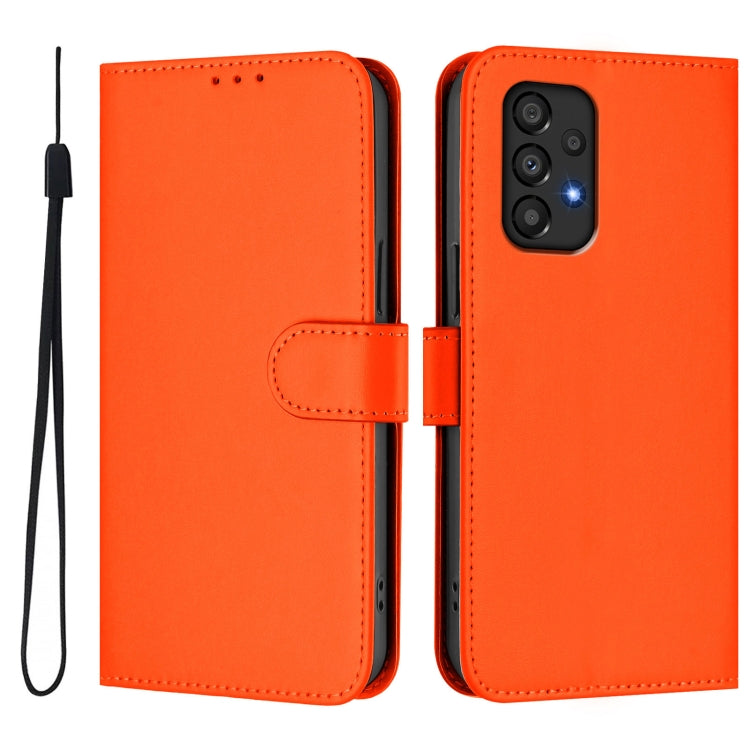 For Samsung Galaxy A33 5G Skin Feel Solid Color Leather Phone Case with Lanyard