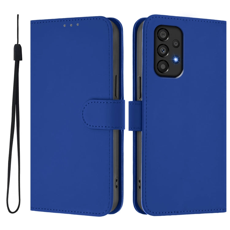 For Samsung Galaxy A33 5G Skin Feel Solid Color Leather Phone Case with Lanyard