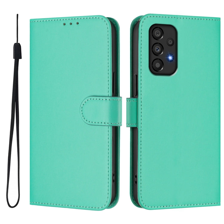For Samsung Galaxy A33 5G Skin Feel Solid Color Leather Phone Case with Lanyard