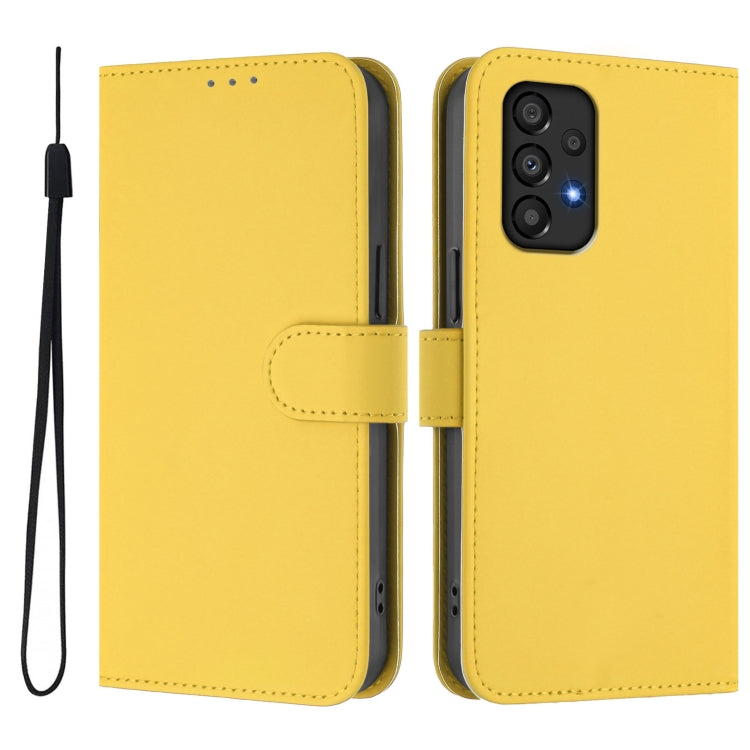 For Samsung Galaxy A33 5G Skin Feel Solid Color Leather Phone Case with Lanyard