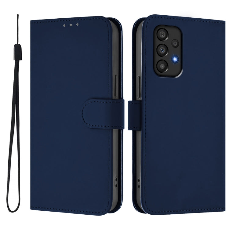 For Samsung Galaxy A33 5G Skin Feel Solid Color Leather Phone Case with Lanyard
