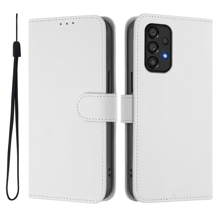 For Samsung Galaxy A33 5G Skin Feel Solid Color Leather Phone Case with Lanyard