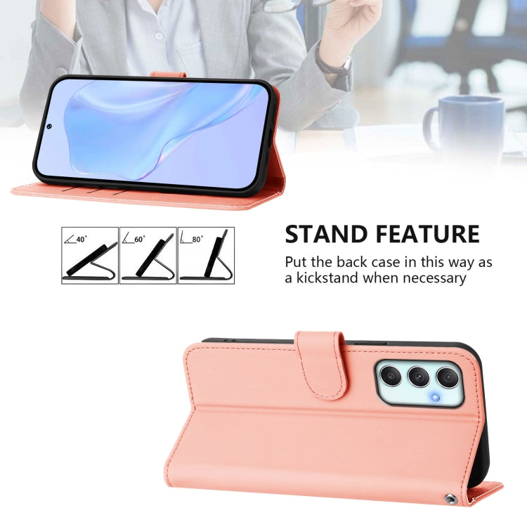For Samsung Galaxy A34 5G Skin Feel Solid Color Leather Phone Case with Lanyard