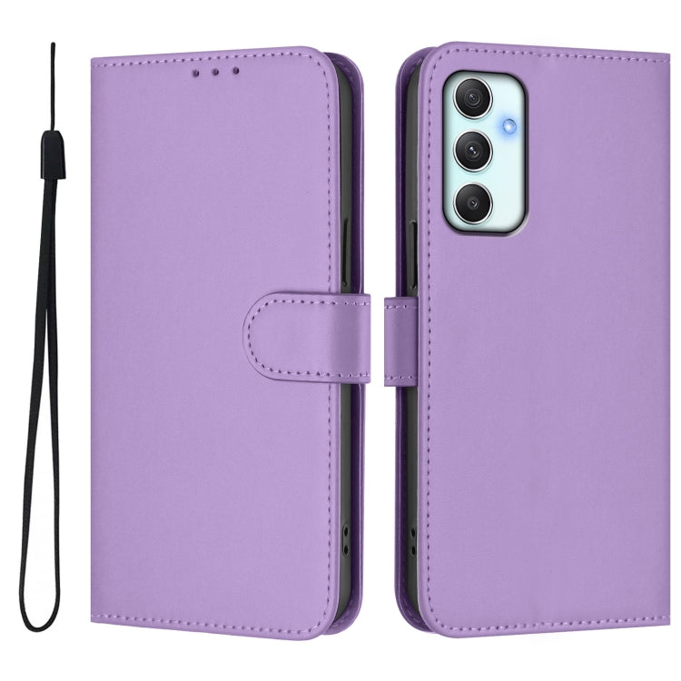 For Samsung Galaxy A34 5G Skin Feel Solid Color Leather Phone Case with Lanyard