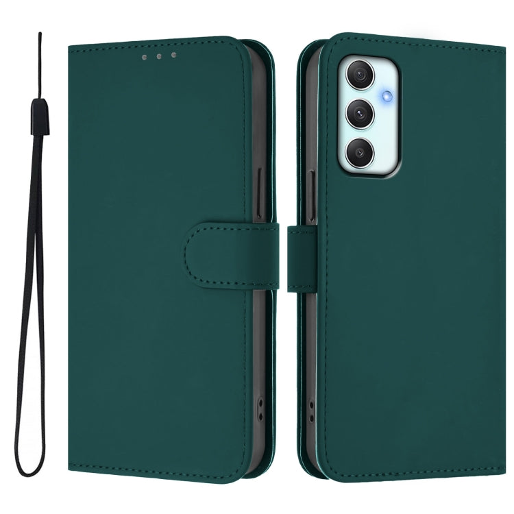 For Samsung Galaxy A34 5G Skin Feel Solid Color Leather Phone Case with Lanyard