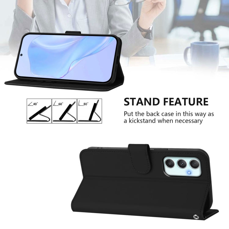 For Samsung Galaxy A34 5G Skin Feel Solid Color Leather Phone Case with Lanyard
