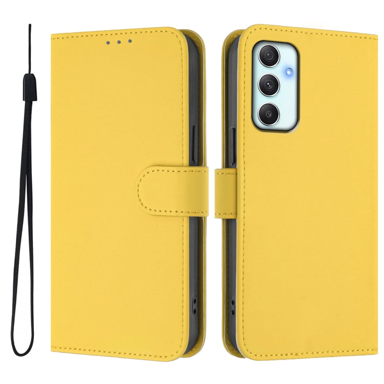 For Samsung Galaxy A34 5G Skin Feel Solid Color Leather Phone Case with Lanyard