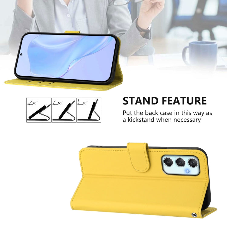 For Samsung Galaxy A34 5G Skin Feel Solid Color Leather Phone Case with Lanyard