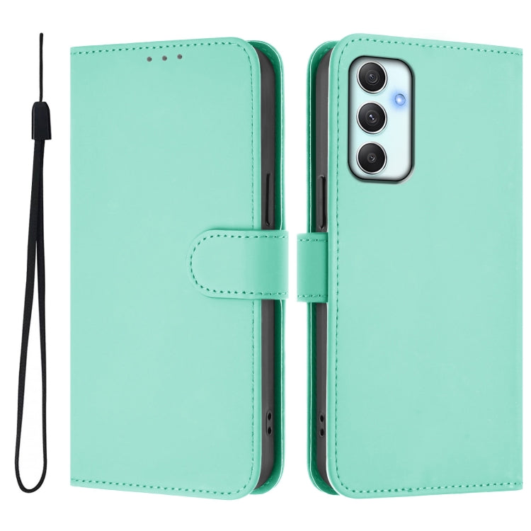 For Samsung Galaxy A34 5G Skin Feel Solid Color Leather Phone Case with Lanyard