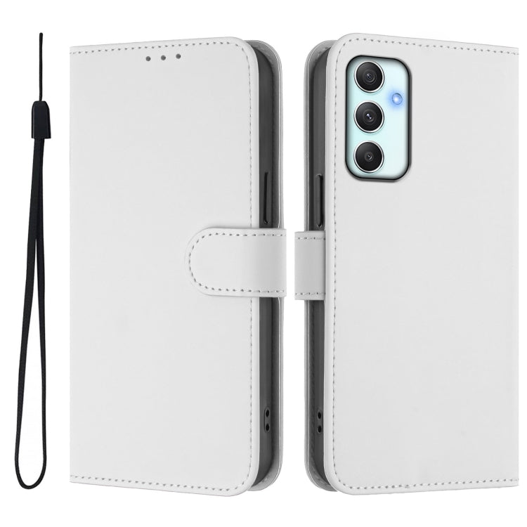 For Samsung Galaxy A34 5G Skin Feel Solid Color Leather Phone Case with Lanyard