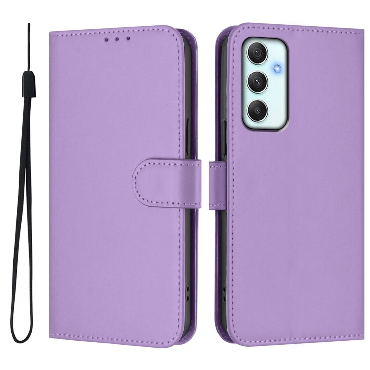 For Samsung Galaxy A35 5G Skin Feel Solid Color Leather Phone Case with Lanyard