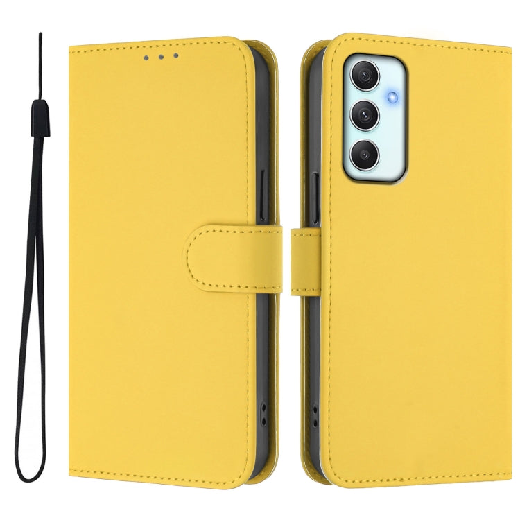 For Samsung Galaxy A35 5G Skin Feel Solid Color Leather Phone Case with Lanyard