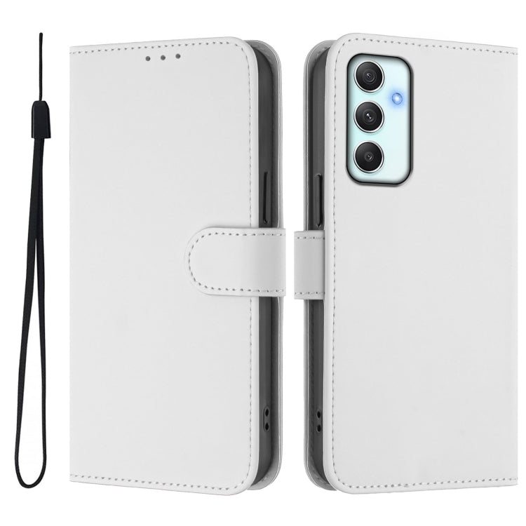 For Samsung Galaxy A35 5G Skin Feel Solid Color Leather Phone Case with Lanyard