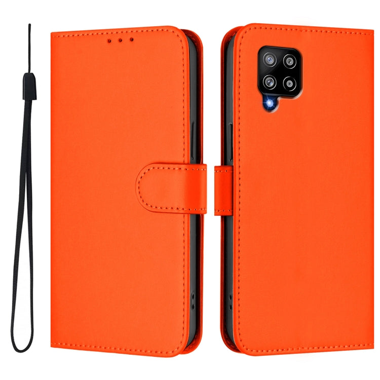For Samsung Galaxy A42 5G / M42 5G Skin Feel Solid Color Leather Phone Case with Lanyard