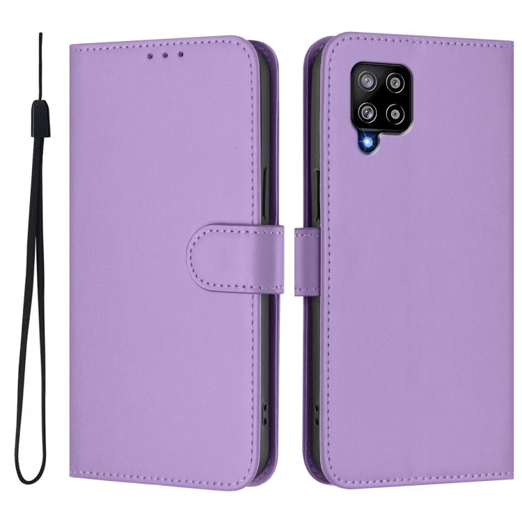 For Samsung Galaxy A42 5G / M42 5G Skin Feel Solid Color Leather Phone Case with Lanyard