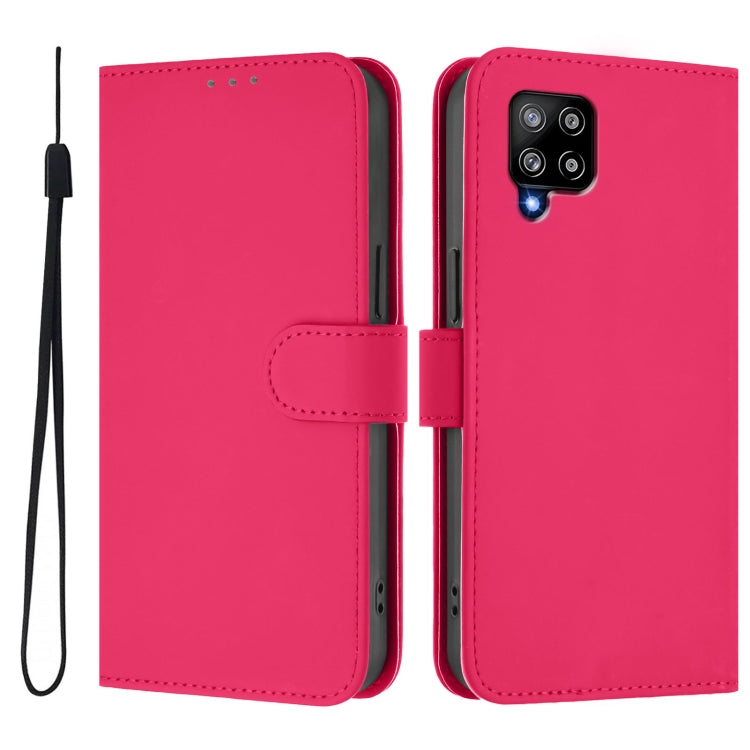 For Samsung Galaxy A42 5G / M42 5G Skin Feel Solid Color Leather Phone Case with Lanyard
