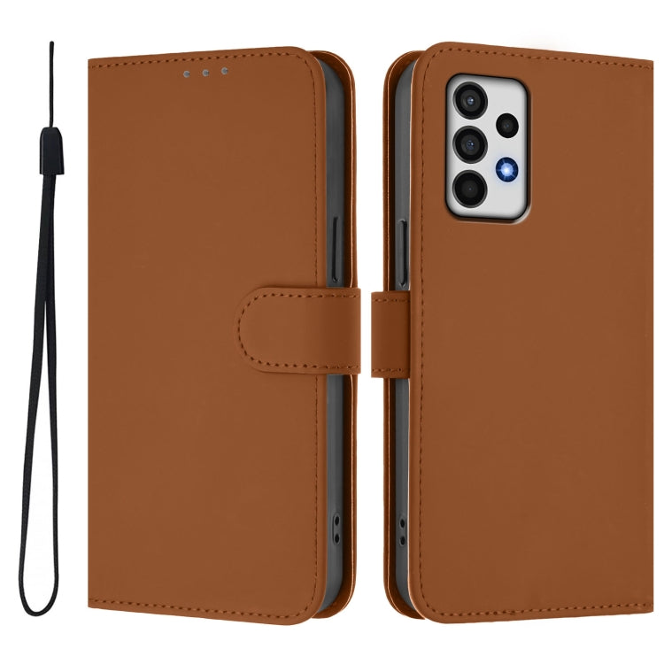 For Samsung Galaxy A52 4G / 5G / A52s 5G Skin Feel Solid Color Leather Phone Case with Lanyard
