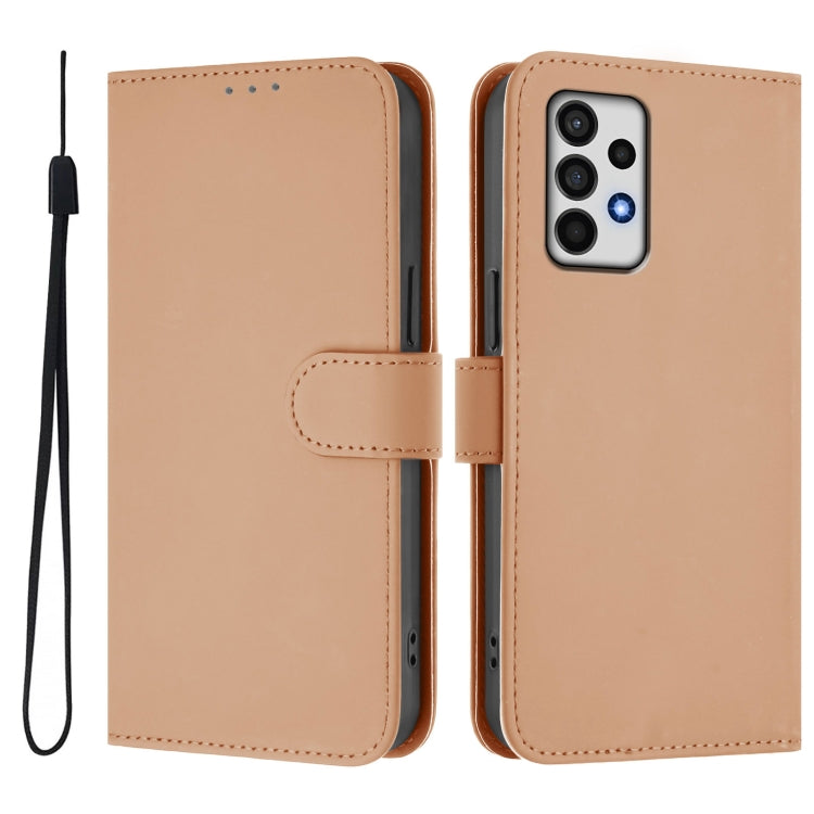 For Samsung Galaxy A52 4G / 5G / A52s 5G Skin Feel Solid Color Leather Phone Case with Lanyard
