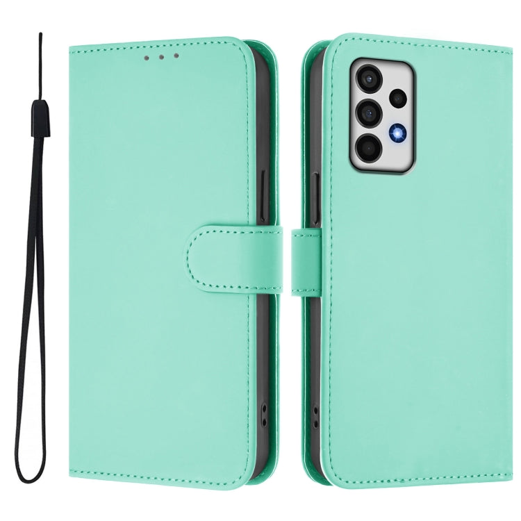 For Samsung Galaxy A52 4G / 5G / A52s 5G Skin Feel Solid Color Leather Phone Case with Lanyard