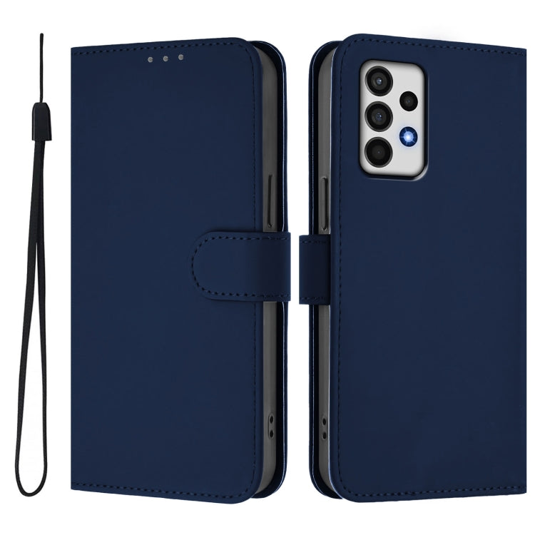For Samsung Galaxy A52 4G / 5G / A52s 5G Skin Feel Solid Color Leather Phone Case with Lanyard