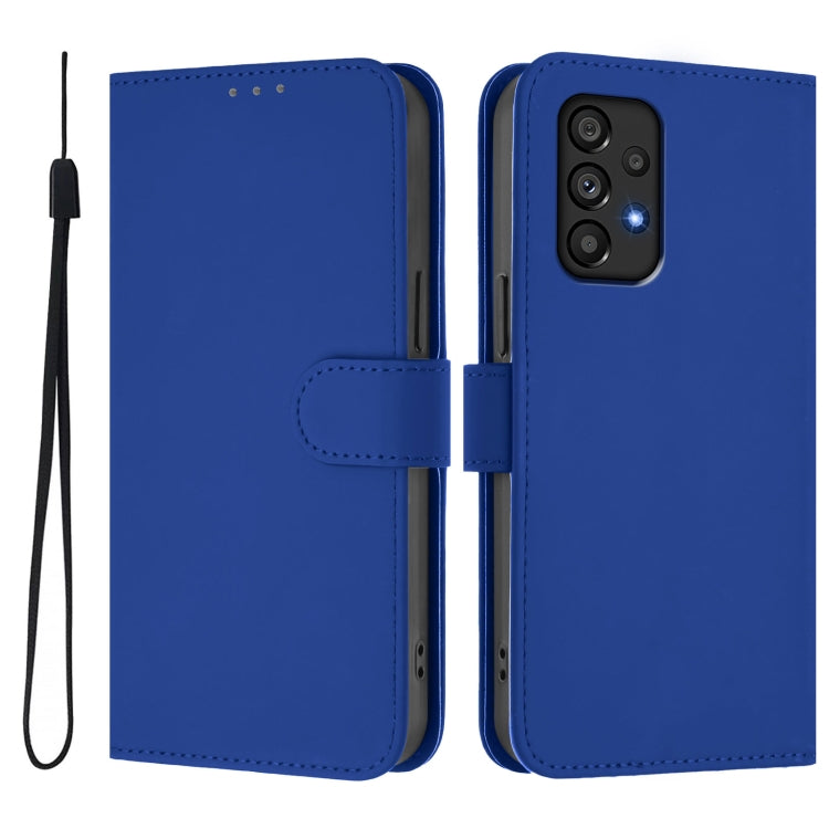 For Samsung Galaxy A53 5G Skin Feel Solid Color Leather Phone Case with Lanyard