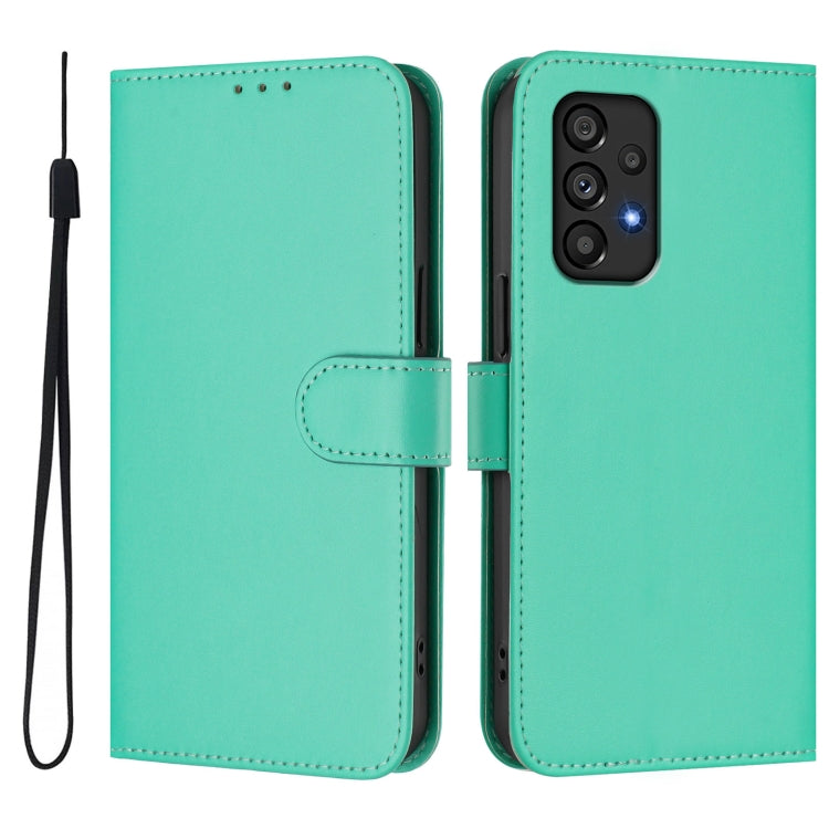 For Samsung Galaxy A53 5G Skin Feel Solid Color Leather Phone Case with Lanyard