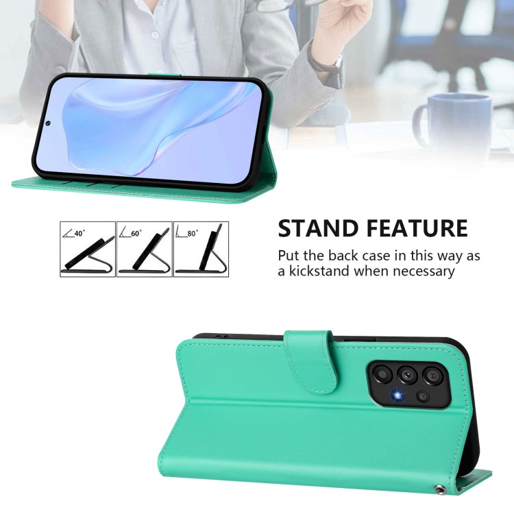 For Samsung Galaxy A53 5G Skin Feel Solid Color Leather Phone Case with Lanyard