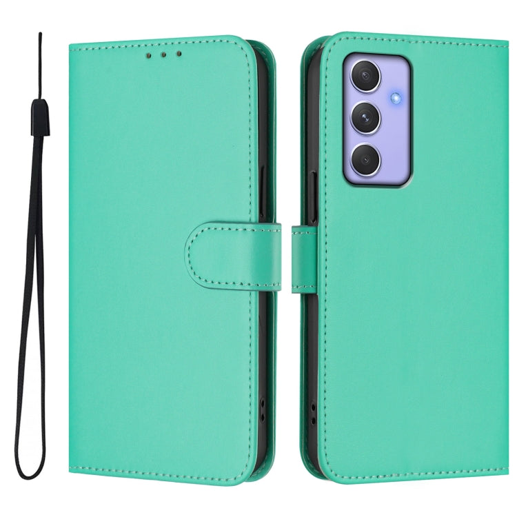 For Samsung Galaxy A54  5G Skin Feel Solid Color Leather Phone Case with Lanyard